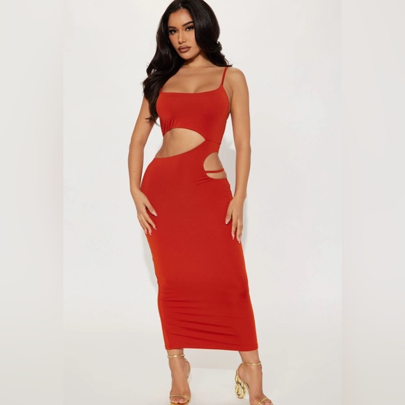 Fashion Nova Isabela Mini Dress In Rust-Size L NWT💋 - Picture 1 of 6